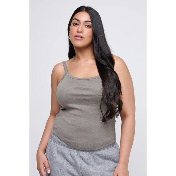 KASICS Taupe Cotton Baby Rib Racerback Tank, Size M - Picture 1 of 11